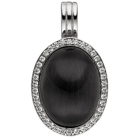 Colfem Anhänger Oval, 925 Silber, Mondstein-Imitation, 38 Zirkonia - Bild 1