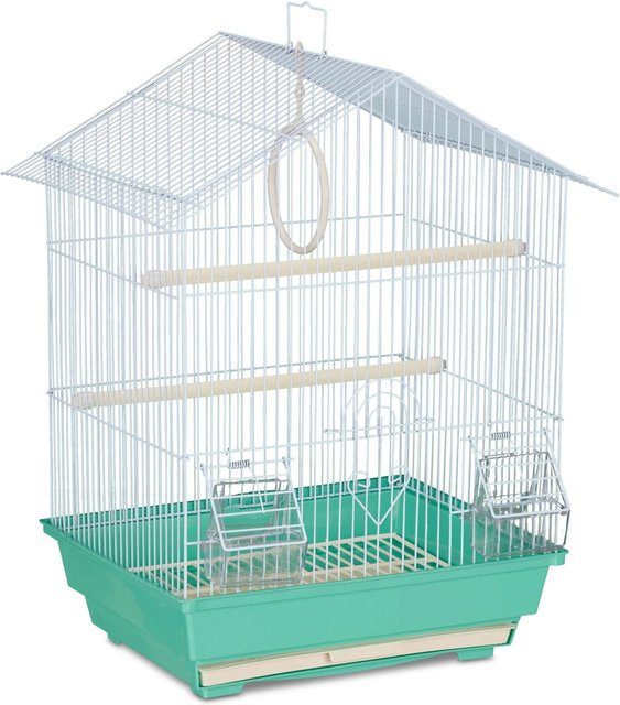 Relaxdays Vogelkäfig aus Stahl in Grün mit antikem Design, B/T/H: 49 x 39,5 x 32 cm - Bild 1