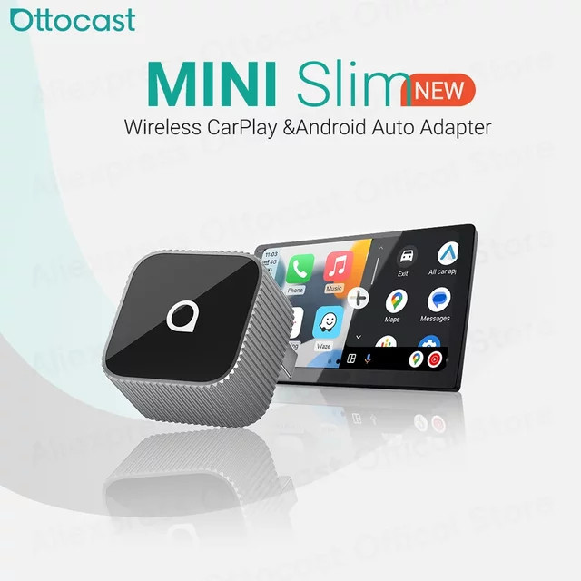 OTTOCAST Mini Slim Cube Wireless CarPlay und Android Auto Adapter 2 in 1 USB AI Autozubehör in Schwarz - Bild 1