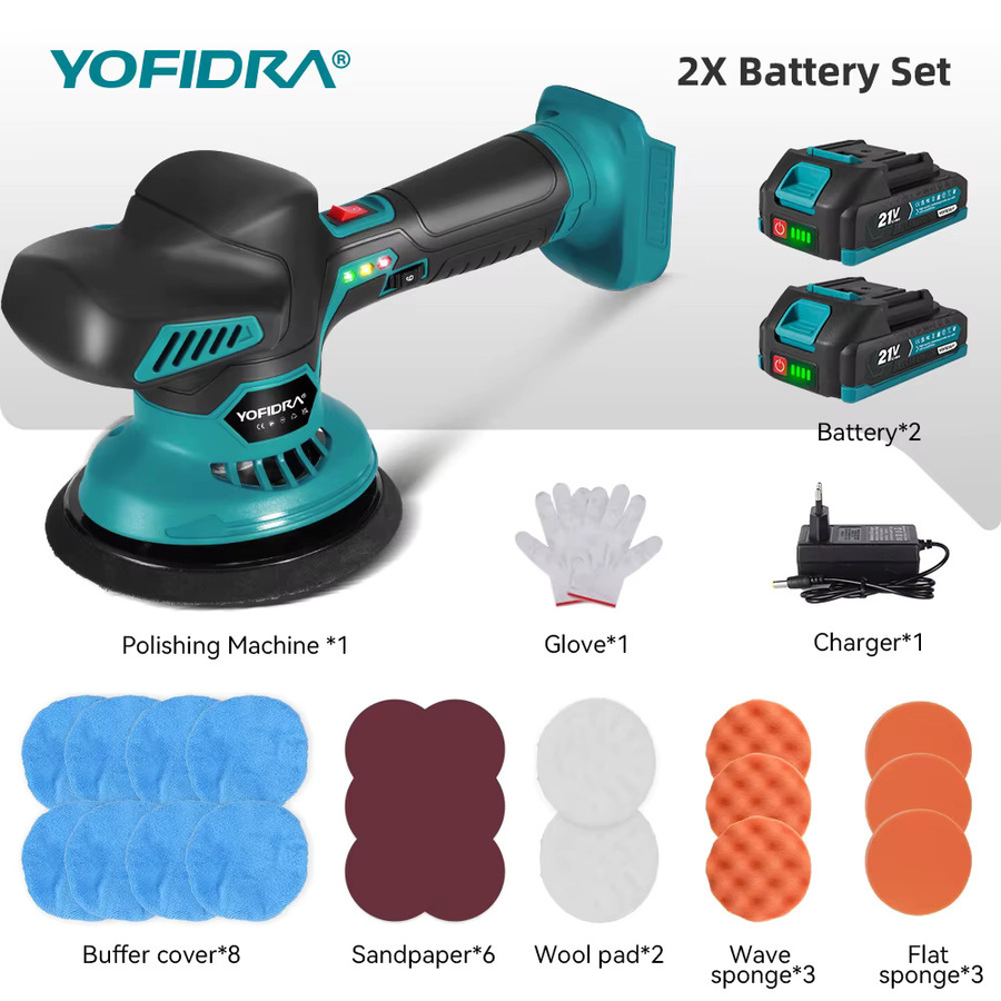 YOFIDRA Elektrische Autopoliermaschine 150 mm mit 7000 U/min für Makita LXT Akkus zum Polieren, Schleifen und Versiegeln - Bild 7