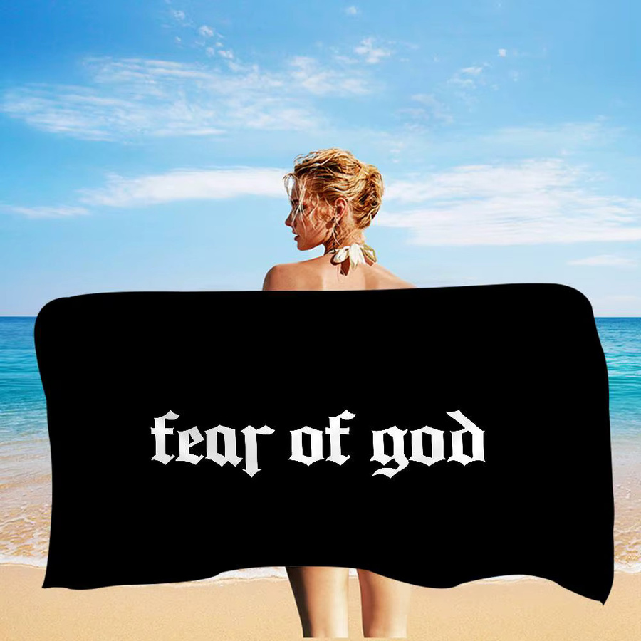 Fashion E-Essentials F-Fear Of God Strandtuch aus Mikrofaser in Schwarz für Yoga, Schwimmen und Resort - Bild 2