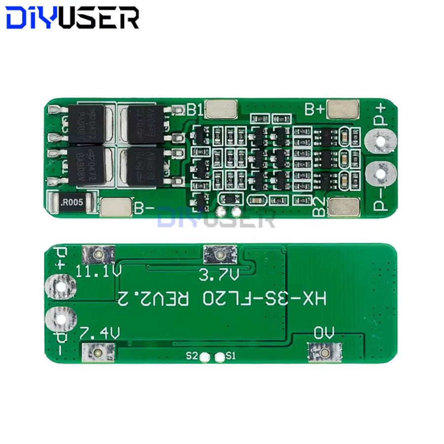 DIYUSER 3S 20A BMS Schutzplatine für 12,6 V 18650 Li-Ionen-Akkus in Grün - Bild 2