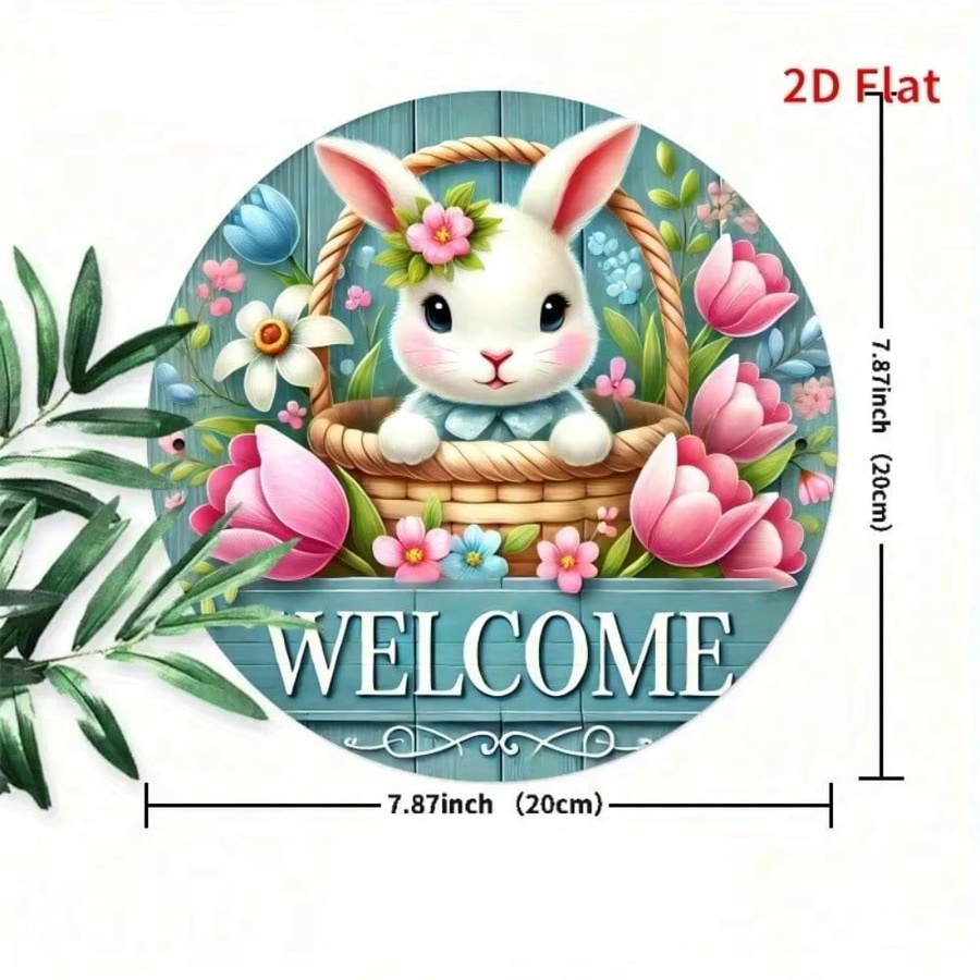 HAUSSEITE Hasenschild aus Zinnmetall in Multicolour, rundes Retro-Farmhouse Wandkunst mit floralem Motiv für deine Küchendekoration, Durchmesser: 20,3 cm - Bild 2