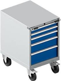 Schäfer Shop Select Schubladenschrank WSK 36-27 mit 5 Schubladen, rollbar und abschließbar, weißaluminium/enzianblau, B: 71,7 cm, T: 57,2 cm, H: 92,0 cm - Bild 1