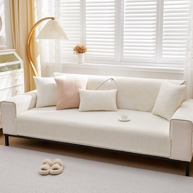 Rutschfeste Plüsch-Sofa-Matte von Household supplies MH in Weiß, weicher Velours-Schonbezug für dein Sofa, B/T: 70 x 70 cm - Bild 1