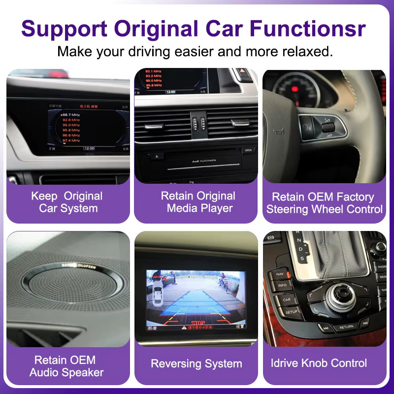 AUTOTOP Wireless Carplay und Android Auto Touchscreen für Audi A4 B8 2009-2012 MMI 2G MMI 3G Multimedia Steuergerät in Schwarz mit 8,8 Zoll Display und Bluetooth - Bild 5