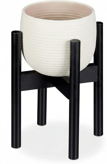 Verstellbarer Blumenständer aus Bambus von Relaxdays in Schwarz, Durchmesser: 29,5 cm bis 37,5 cm, Höhe: 35,5 cm - Bild 1
