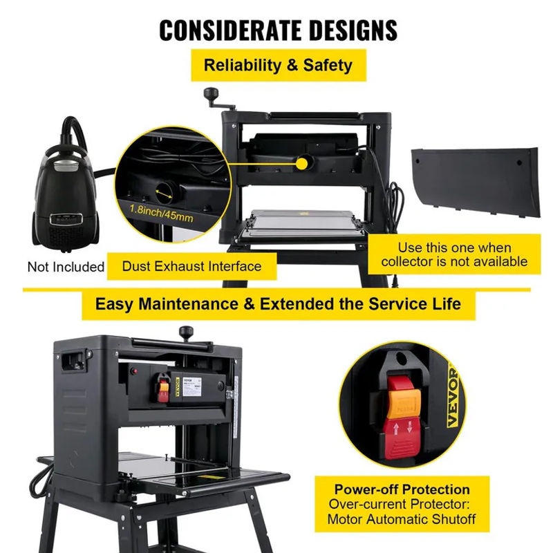 Buying Solutions MB Dickenhobel 13-Zoll Werkstatt-Hobel in Schwarz mit 2000W und 8000 U/min - Bild 3