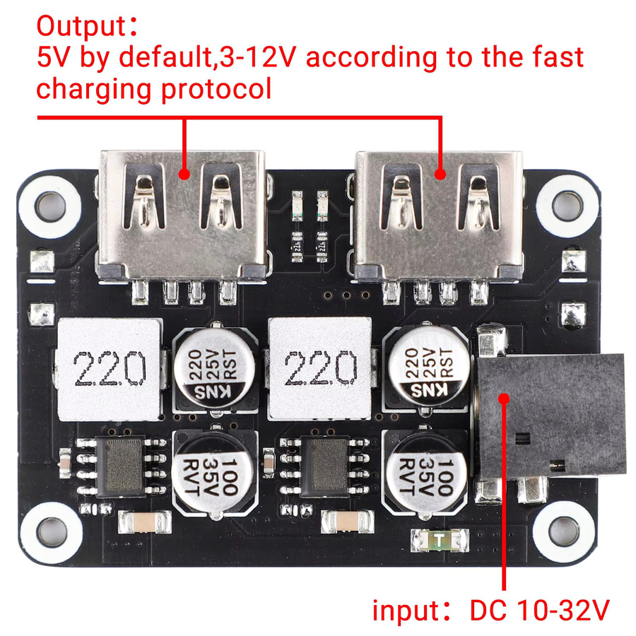 DC-DC USB Buck Converter Dual USB Port Schnellladegerät Adapter 12V auf 5V Schwarz - Bild 2