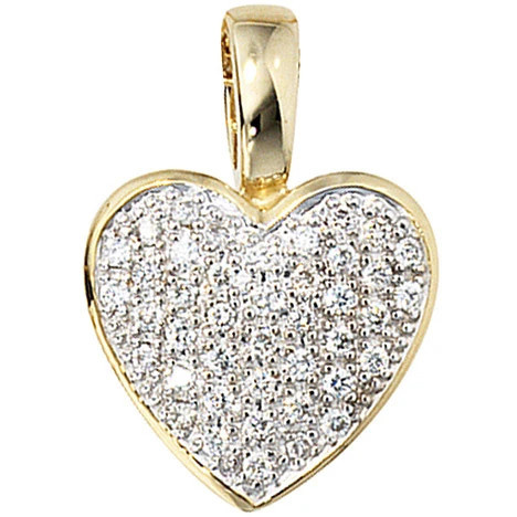Colfem Anhänger Herz, 585 Gelbgold, 42 Diamanten, 0,25ct - Bild 1