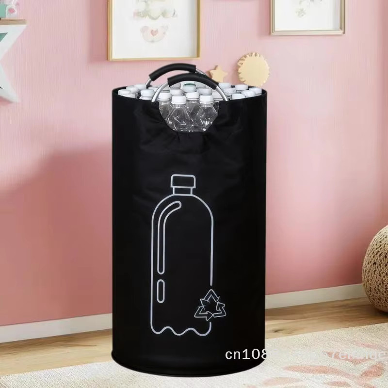 ZYAS Leergut-Aufbewahrungskorb mit Aluminiumgriff, faltbarer Recycling-Behälter, Schwarz, 82 l - Bild 3
