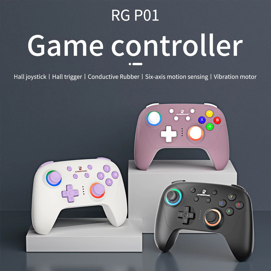 Anbernic RG P01 Gaming Controller in Schwarz mit Bluetooth, RGB Hall-Effekt Joysticks für PC, Android, iOS und Steam - Bild 2