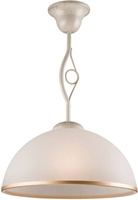 Lamkur Pendelleuchte Retro II in Weiß aus Stahl und Glas mit E27 Fassung, Höhe: 45 cm, Breite: 33 cm, Tiefe: 33 cm - Bild 1