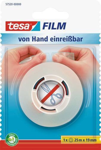 tesafilm Transparent von Tesa, von Hand reißbare Polypropylenfolie, Breite: 19 mm, Länge: 25 m - Bild 1