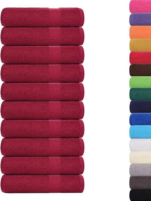 vidaXL Duschtücher 10er Set aus 100% Baumwolle in Bordeauxrot, B/H: 70 x 140 cm, 360 g/m² - Bild 1