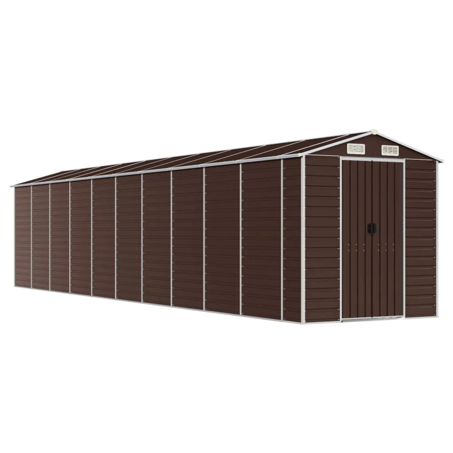 vidaXL Gerätehaus aus verzinktem Stahl in Braun, B: 191 cm, T: 89,5 cm, H: 198 cm - Bild 2