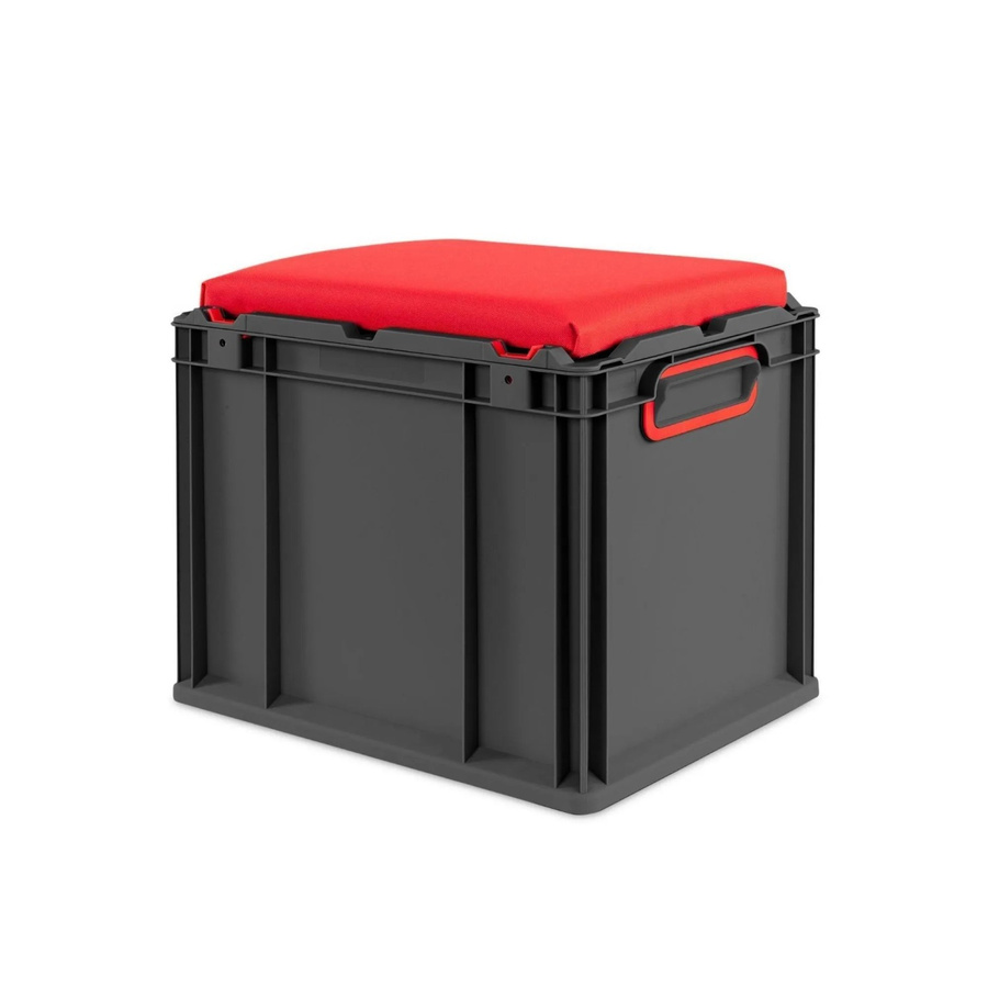 PROREGAL Eurobox Nextgen Seat Box Sitzbox in Rot-Schwarz, H x B x T: 36,5 x 30 x 40 cm, 30 Liter - Bild 2