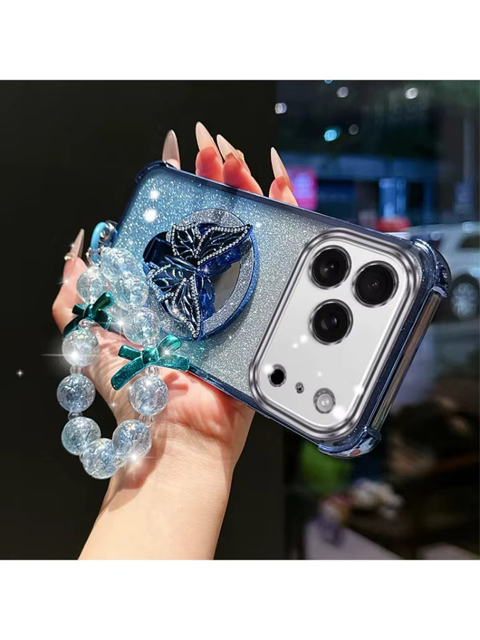 Elegante Schmetterlings-Handyhülle mit Lanyard und Plating-Design für iPhone 17 Pro, 17 Pro Max, 16 Pro Max, 11, 8, 7 und SE in Silber - Bild 3