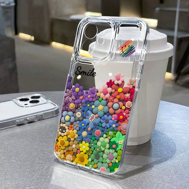 Transparente Handyhülle mit Blumenmuster aus weichem TPU Silikon für iPhone 11 12 13 14 15 16 Pro Max und 16E - Bild 1