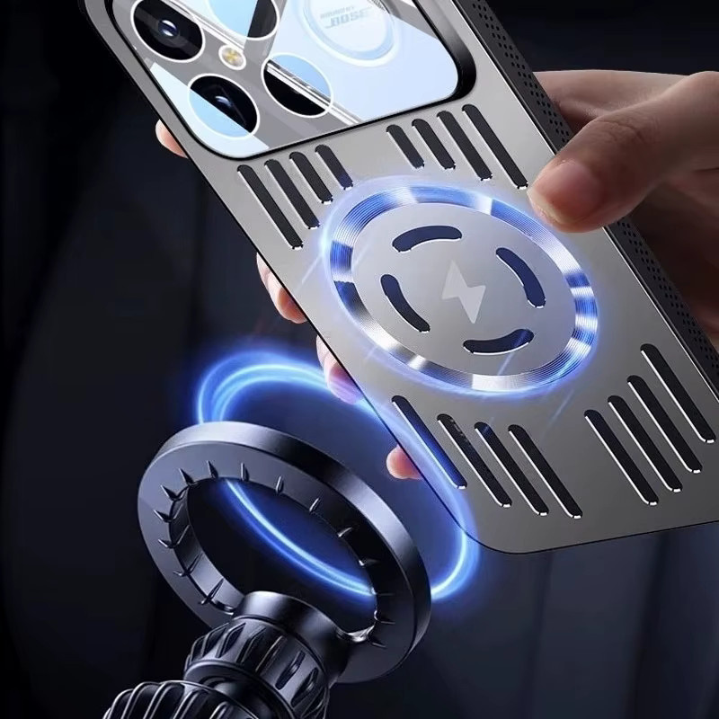 Xiaomi Poco F8 F7 Pro Ultra Schutzhülle aus Aluminiumlegierung in Schwarz mit Wärmeableitung und magnetischer Ladefunktion - Bild 4