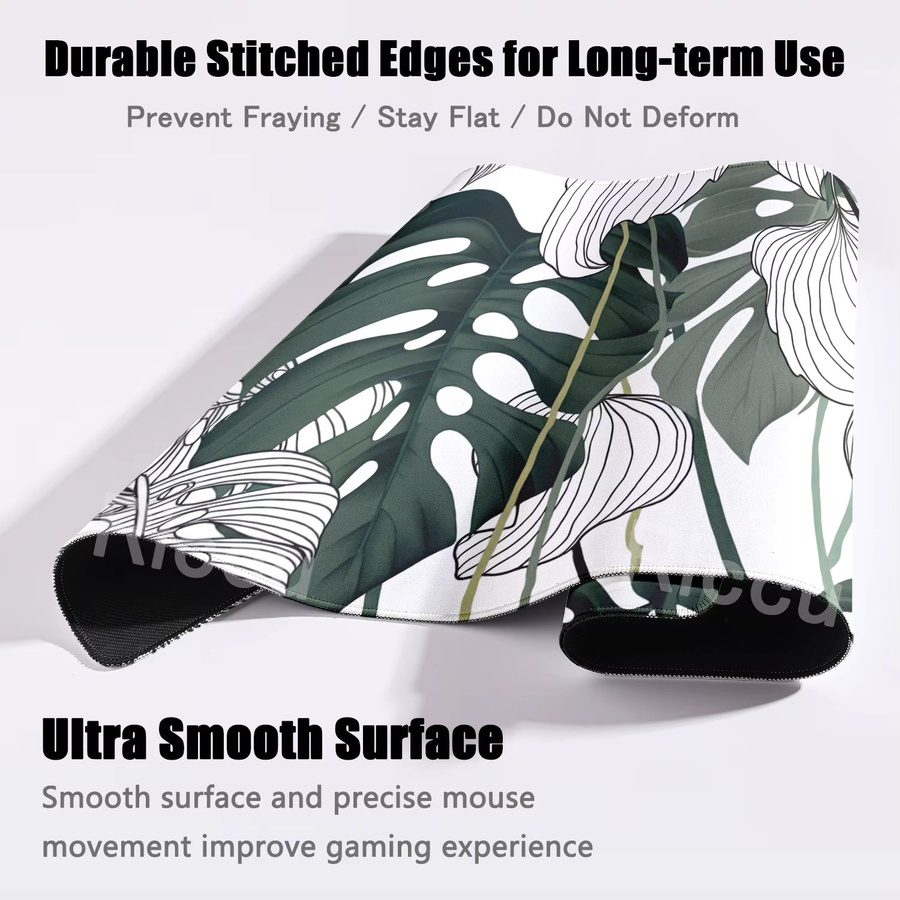 Riccu XXL Mousepad Monstera Deliciosa mit grünem tropischem Pflanzenmuster - Bild 2