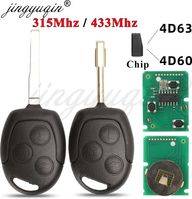 Jingyuqin 433MHz 4D60 4D63 Auto Fernbedienung Schlüssel für Ford Focus Mondeo Transit Fiesta B/C/S-Max Fusion Galaxy in Schwarz - Bild 1