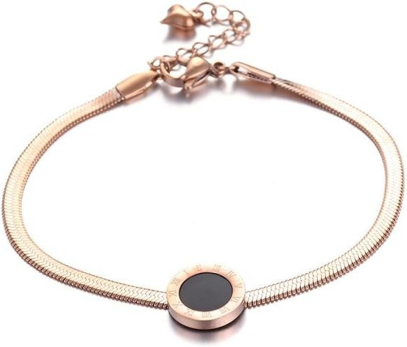 Armband Edelstahl, Roségold, Römische Ziffern, Damen, 16cm - Bild 1