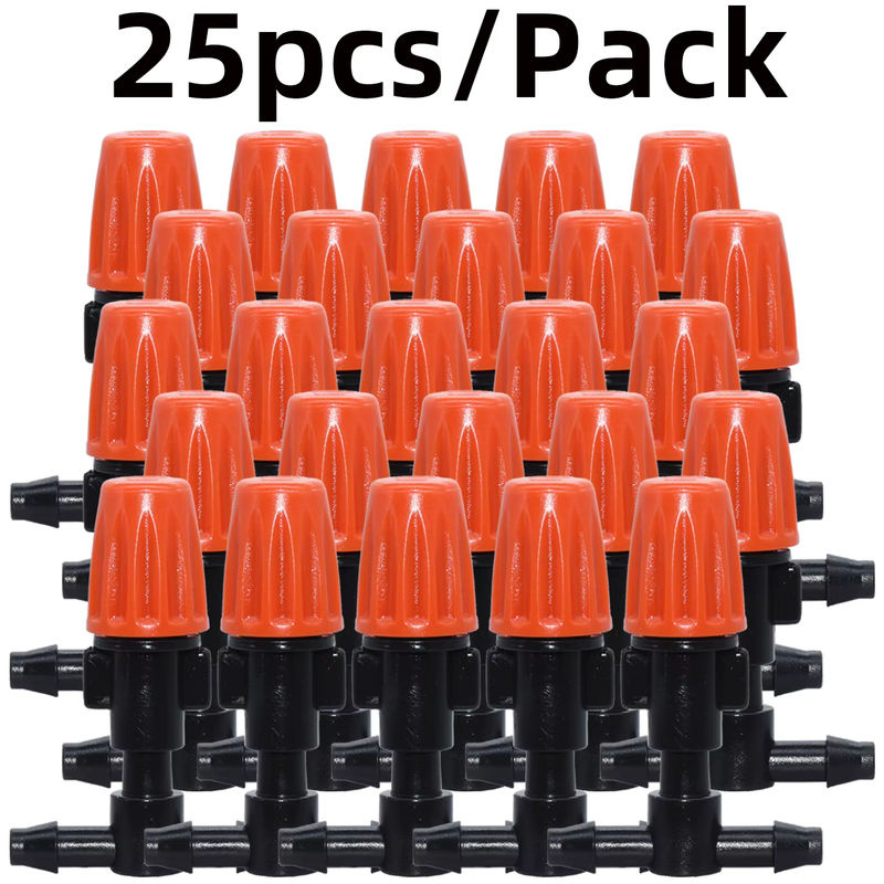 KESLA Tropfbewässerung Set mit 25 verstellbaren Kunststoff-Nebeldüsen und 4/7 mm T-Steckern für Gewächshaus und Bewässerungssprinkler - Bild 6