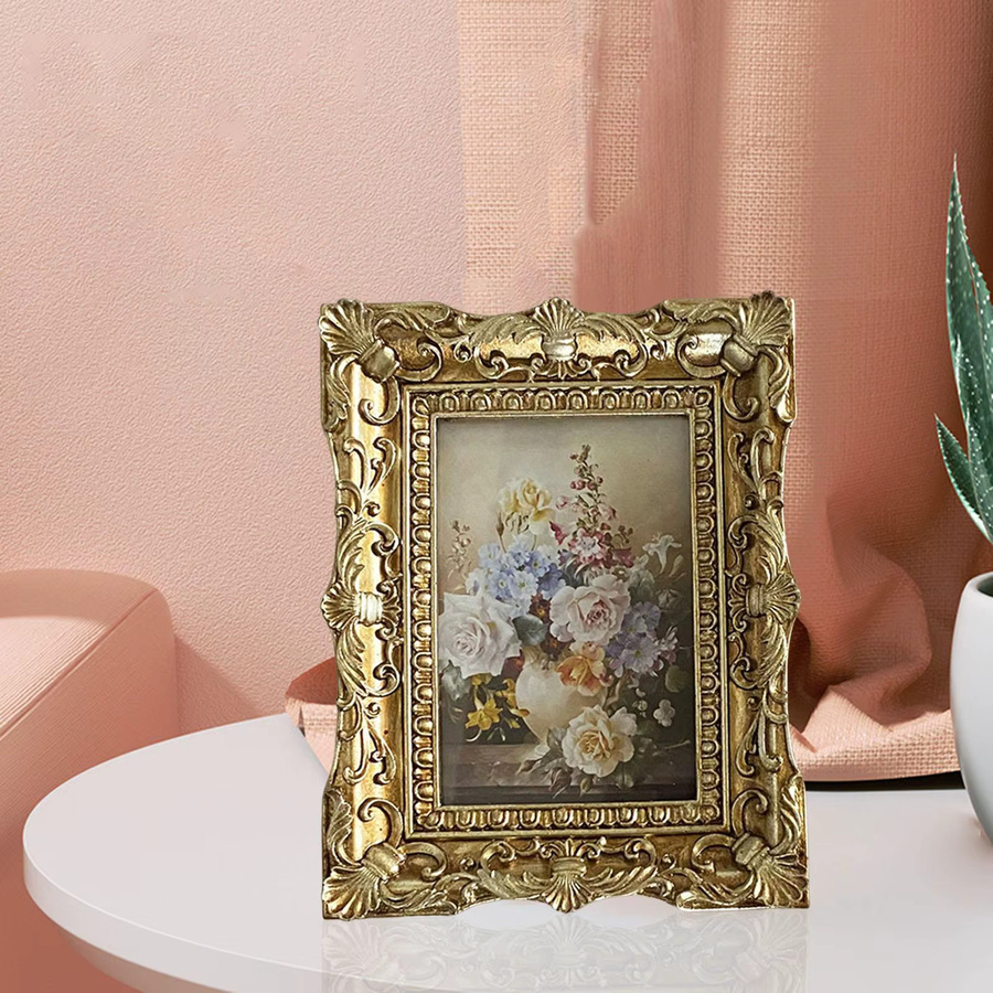 Kesoto Bilderrahmen im Vintage-Stil mit Prägung in Gold für Tischdekoration - Bild 2