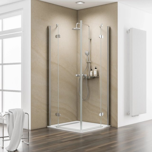 Schulte ExpressPlus MasterClass Duschkabine Eckeinstieg 4-teilig, Silber, B/T/H: 80 x 80 x 200 cm - Bild 1