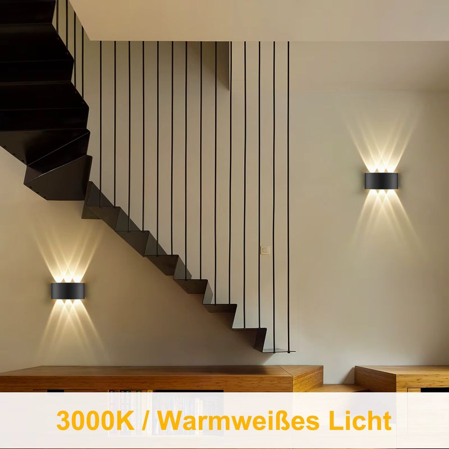 Oraymin LED-Wandleuchte Schwarz, 6 W, IP65, warmweiß, Außen- und Innenwandleuchte aus Aluminium - Bild 3