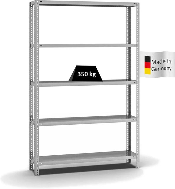 PROREGAL Heavy-Duty Fachbodenregal mit Schraubsystem, 5 Ebenen, verzinkt, Farbe: Silber, H x B x T: 200 x 130 x 30 cm - Bild 1