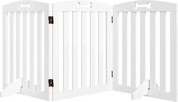 PawHut Hundegitter freistehend aus MDF in Weiß mit Knochenmuster, B: 155 cm, T: 30 cm, H: 61 cm
