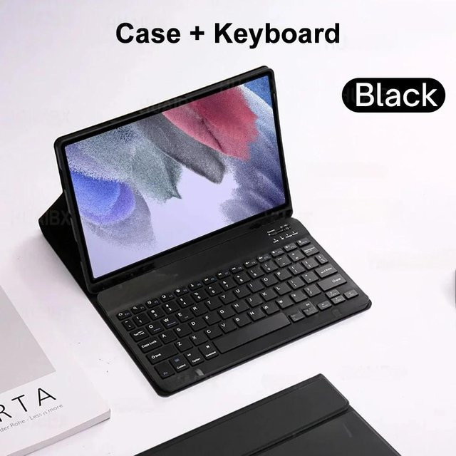 Samsung Galaxy Tab A7 Lite 8,7 Zoll Hülle mit abnehmbarer Bluetooth-Tastatur in Schwarz für SM-T220/T225/T227 mit Arabic Keyboard - Bild 1