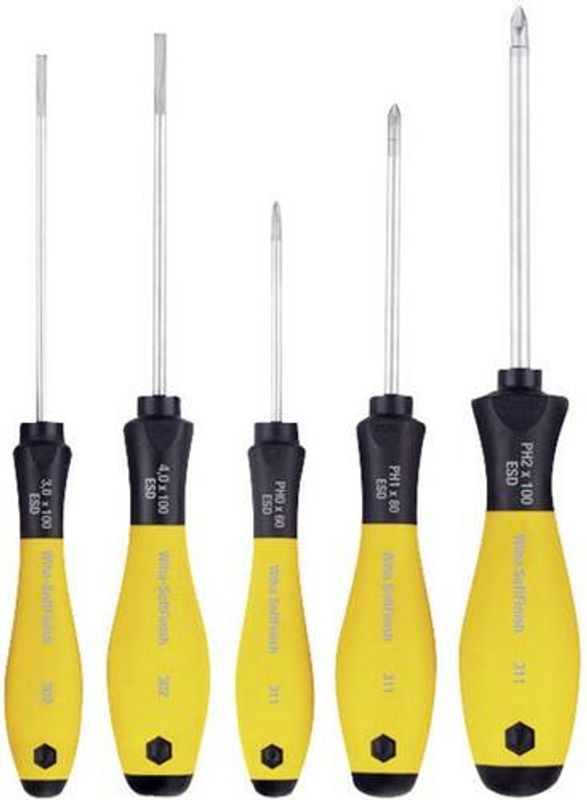 Wiha SoftFinish ESD Schraubendreher-Set 5-teilig mit Schlitz und Phillips - Bild 2