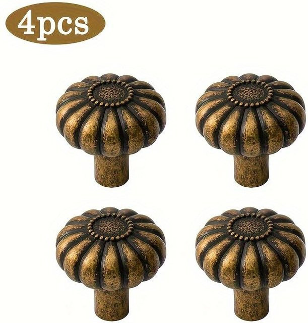 WTEMPO 4er-Pack Schubladengriffe aus Zinklegierung in Bronze, Vintage Schrankknöpfe im Messing-Look mit Befestigungsschrauben - Bild 1