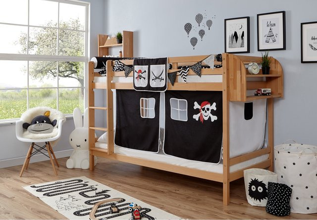 TiCAA Etagenbett Rene aus Massivholz Buche Natur - Bild 1