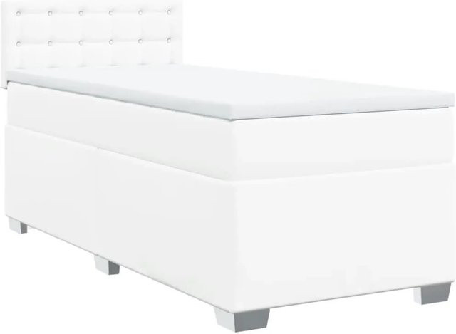 vidaXL Boxspringbett Hybrid mit Matratze Weiß B/T/H: 80 x 200 cm mit USB-Ladeanschluss und Unterbettbeleuchtung - Bild 1