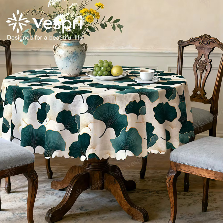 Vespri Frühlingstischdecke mit Blumenmuster in Grün und Weiß - Bild 2
