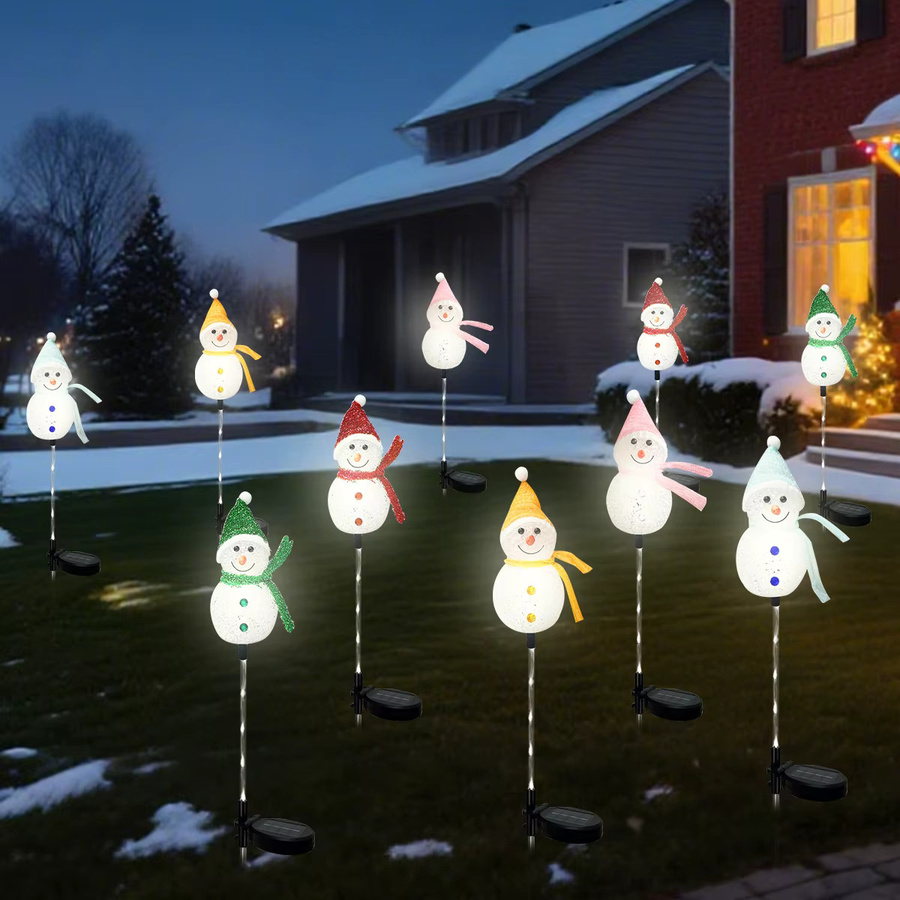 Peach Forest Schneemann Solar LED-Leuchten wetterfest für Garten und Außenbereich, Mehrfarbig - Bild 5