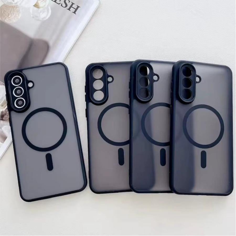 Stoßfeste magnetische Hülle in Schwarz für Samsung Galaxy A16 A26 A36 A56 A17 A37 A57 mit kabellosem Laden und mattem transluzentem Rückseiten-Cover - Bild 2