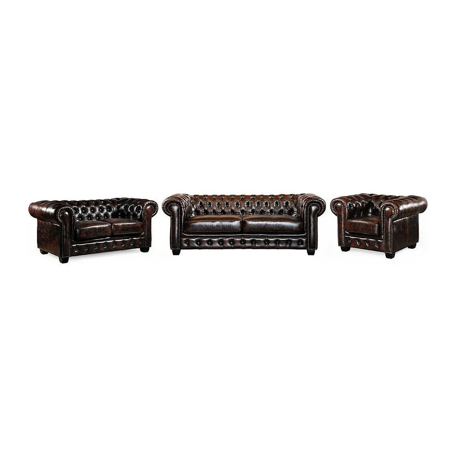 Vente-unique Couchgarnitur Brenton Chesterfield aus Leder in Schokobraun, B/T/H: 201 x 105 x 160 cm - Bild 2