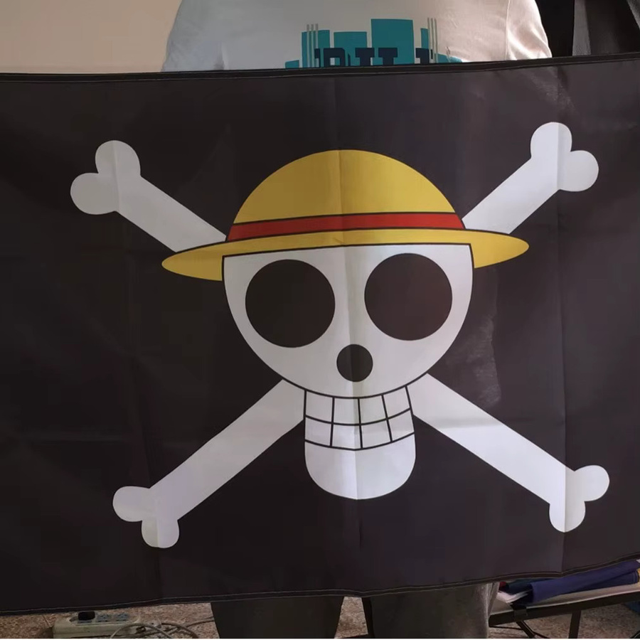 Bandai One Piece Anime Jolly Roger Wanddekor Banner Piraten Totenkopf Flagge in Schwarz - Bild 2