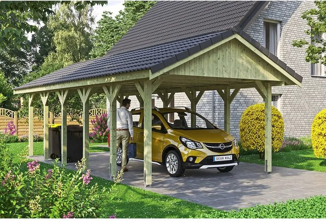 SKANHOLZ Carport Wallgau Satteldach in Grün B/T: 430 x 900 cm, Firsthöhe: 326 cm, imprägniert - Bild 1