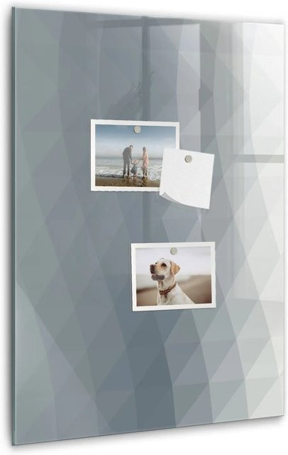 Tulup Magnettafel aus Glas mit abstraktem grauen Wellenmuster, B: 60 cm, H: 40 cm - Bild 1