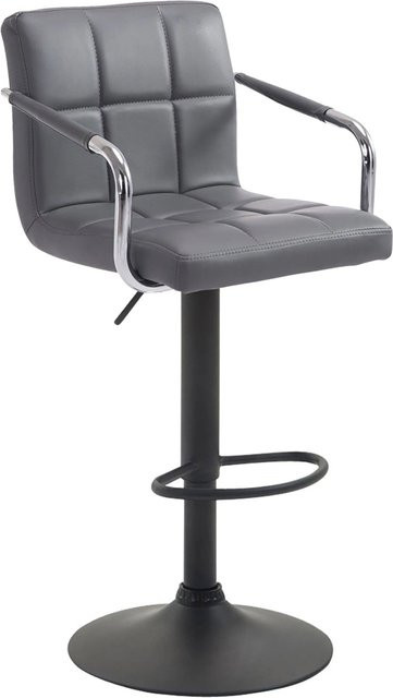 DELUKE Barhocker MINOR höhenverstellbarer Barstuhl aus Kunstleder in Grau und Schwarz mit Lehne und 360 Grad Drehbarkeit, B/T/H: 54 x 46 x 91 cm - Bild 1