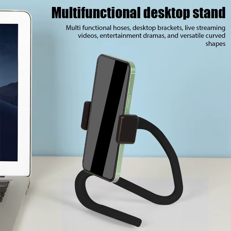 YTYIN Universal Lazy Bracket Handyhalter Schwanenhals Ständer mit Clip-Halterung für iPhone, Xiaomi und Samsung in Schwarz - Bild 2