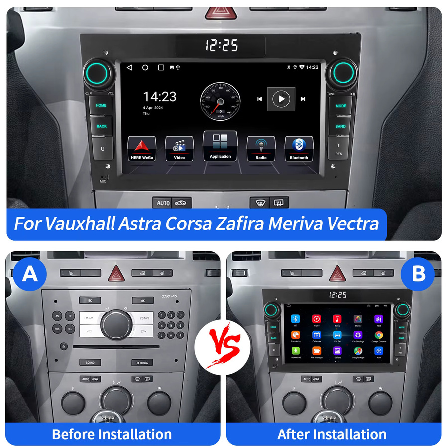 ESSGOO Android 15 Autoradio mit 7 Zoll Display, 4GB RAM + 64GB Speicher, Carplay, Android Auto und Bluetooth für Opel Astra H, Corsa C, D, Vectra C, Zafira B, Signum, Combo in Schwarz - Bild 4