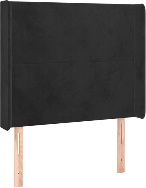 vidaXL LED Kopfteil in Schwarz aus Samt mit USB-Ladeport, Breite: 93 cm, Tiefe: 16 cm, Höhe: 118-128 cm - Bild 1