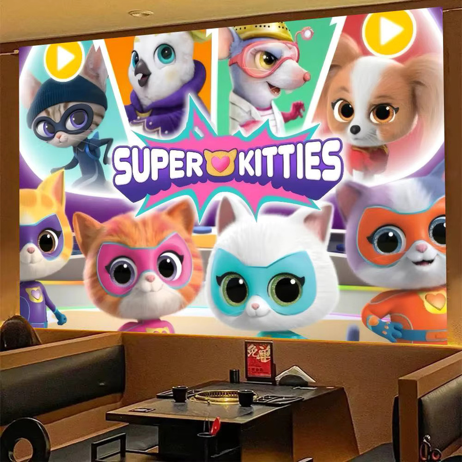 Mesuca Fotohintergrund SuperKitties Cartoon Vorhang, Mehrfarbig, B/H: 70 x 70 cm - Bild 2